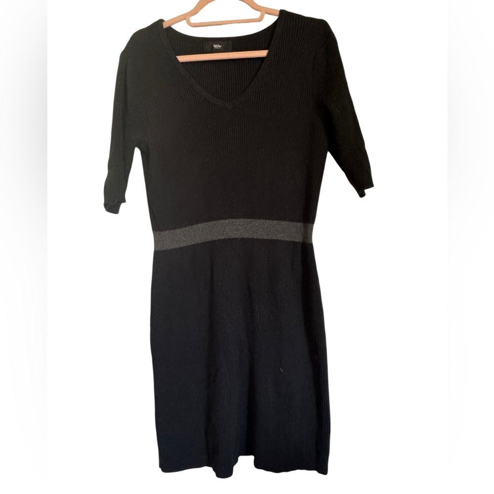 Mossimo Black Knit Sweater Dress with Grey Waistband | Size L/6‎